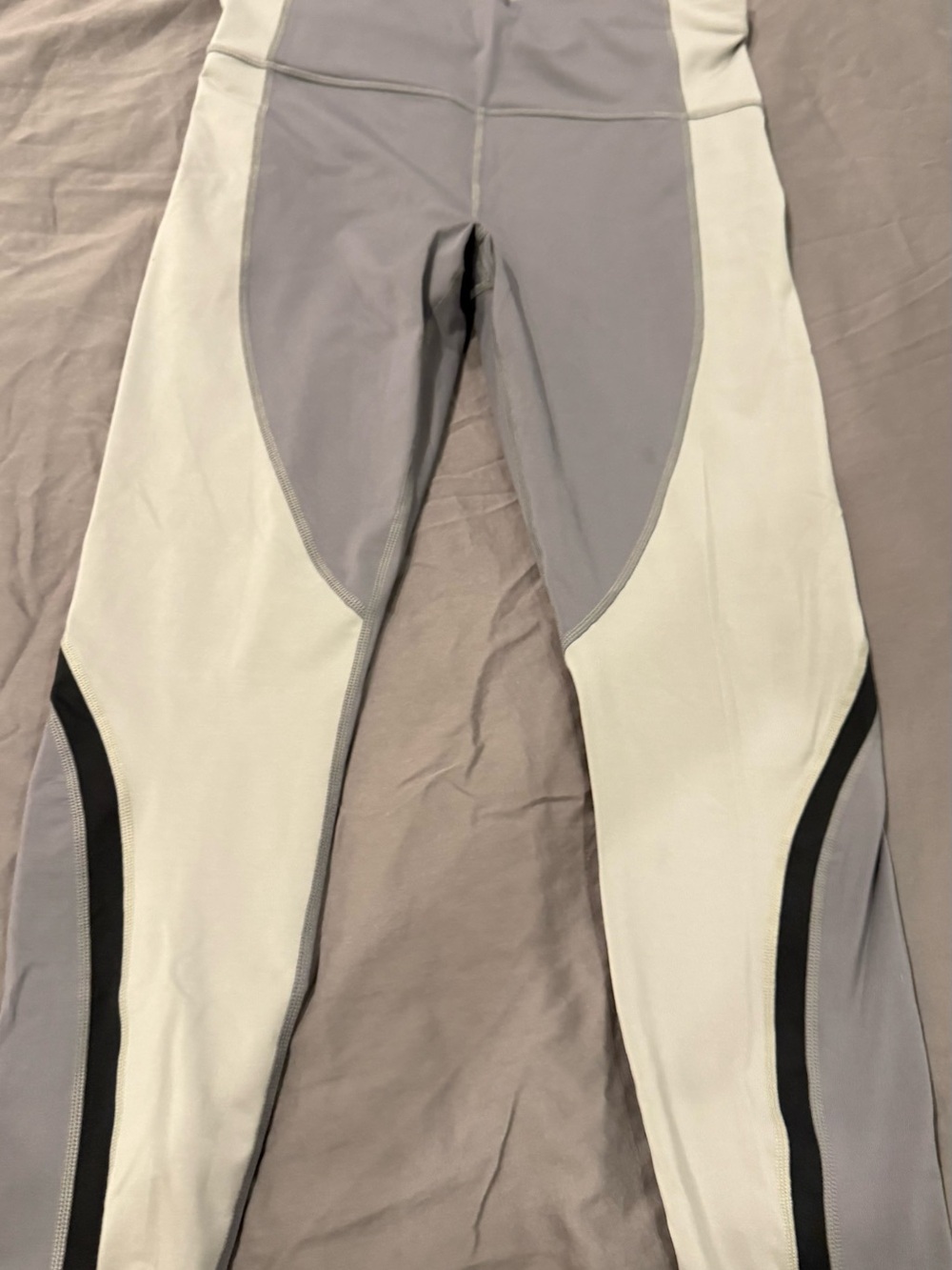 Athleta Two-Tone High-Rise Leggings in Gray, Cream & Black